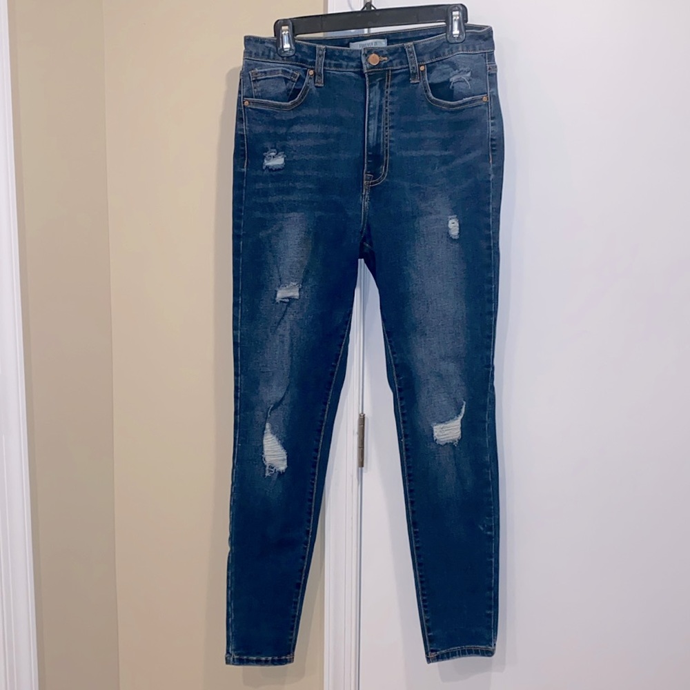 FOREVER 21 High Rise Skinny Distressed and ripped Jeans